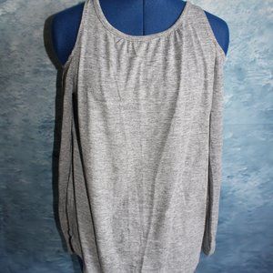 Old Navy Women's Heather Gray Long Sleeve Relaxed Cold Shoulder T-Shirt ~S~